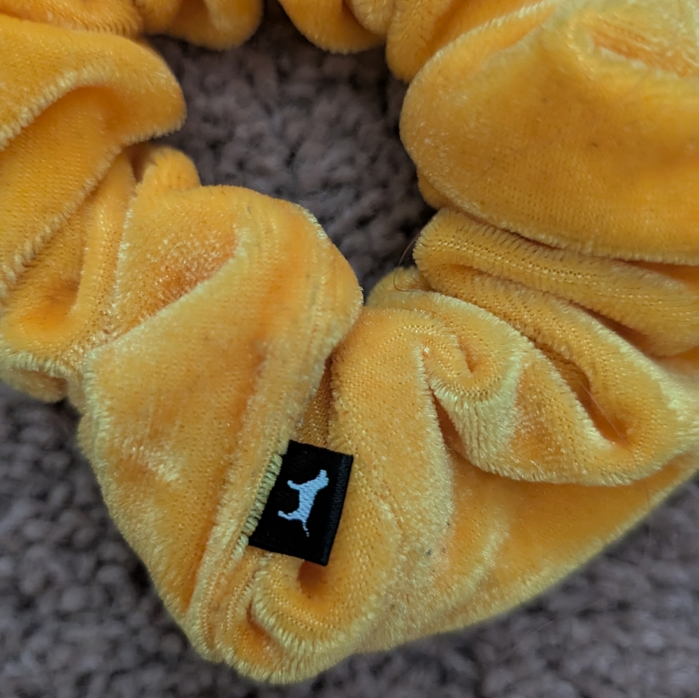 Yellow Velvet Scrunchie - Picture 2 of 3